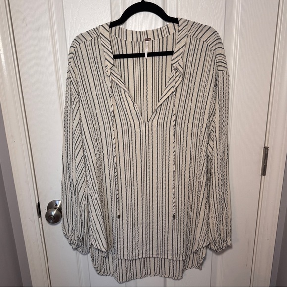 Free People Gray & White Rhythm Of The Night Striped Tunic - Picture 1 of 12